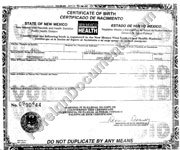 birth certificate issued in USA, New Mexico for translation.