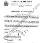 Birth certificate translated into Russian, Ukrainian, Estonian, Lithuanian, Latvian, issued in USA, NY