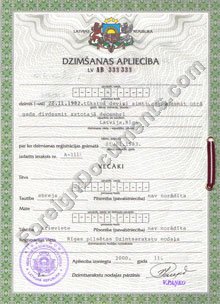 Latvian Birth certificate translation. 