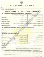 Polish certified translation of Poland marriage certificate