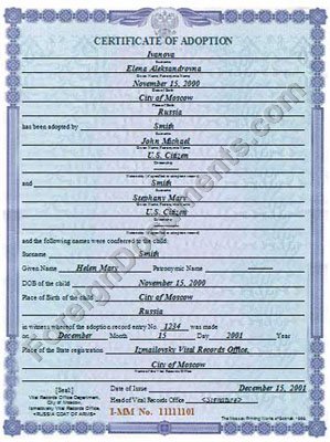 Adoption certificate certified translation