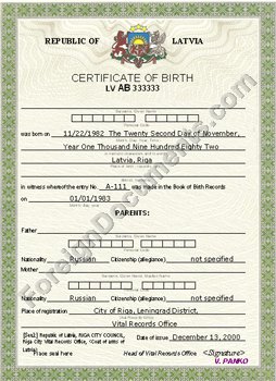 certified translation of latvian birth certificate