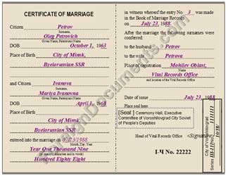 marriage certificate translation template
